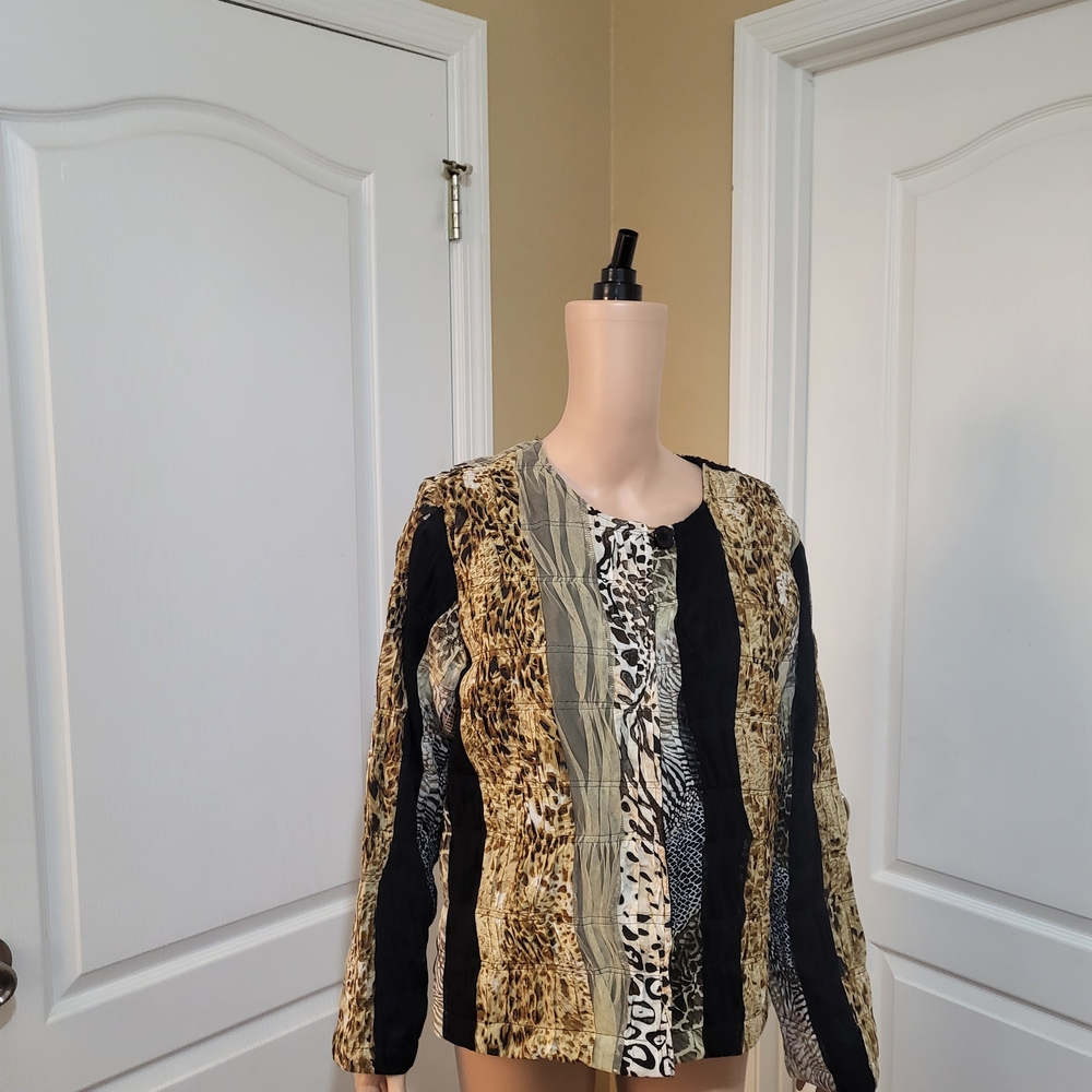 Chic Patchwork Animal Print Blouse - image 1